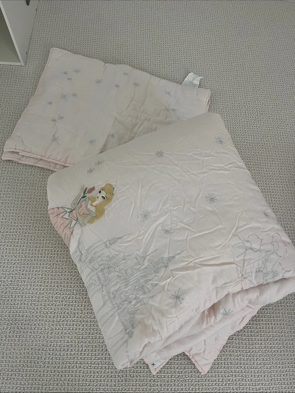 Pottery Barn Kids Pale Pink Princess Embroidered Comforter
